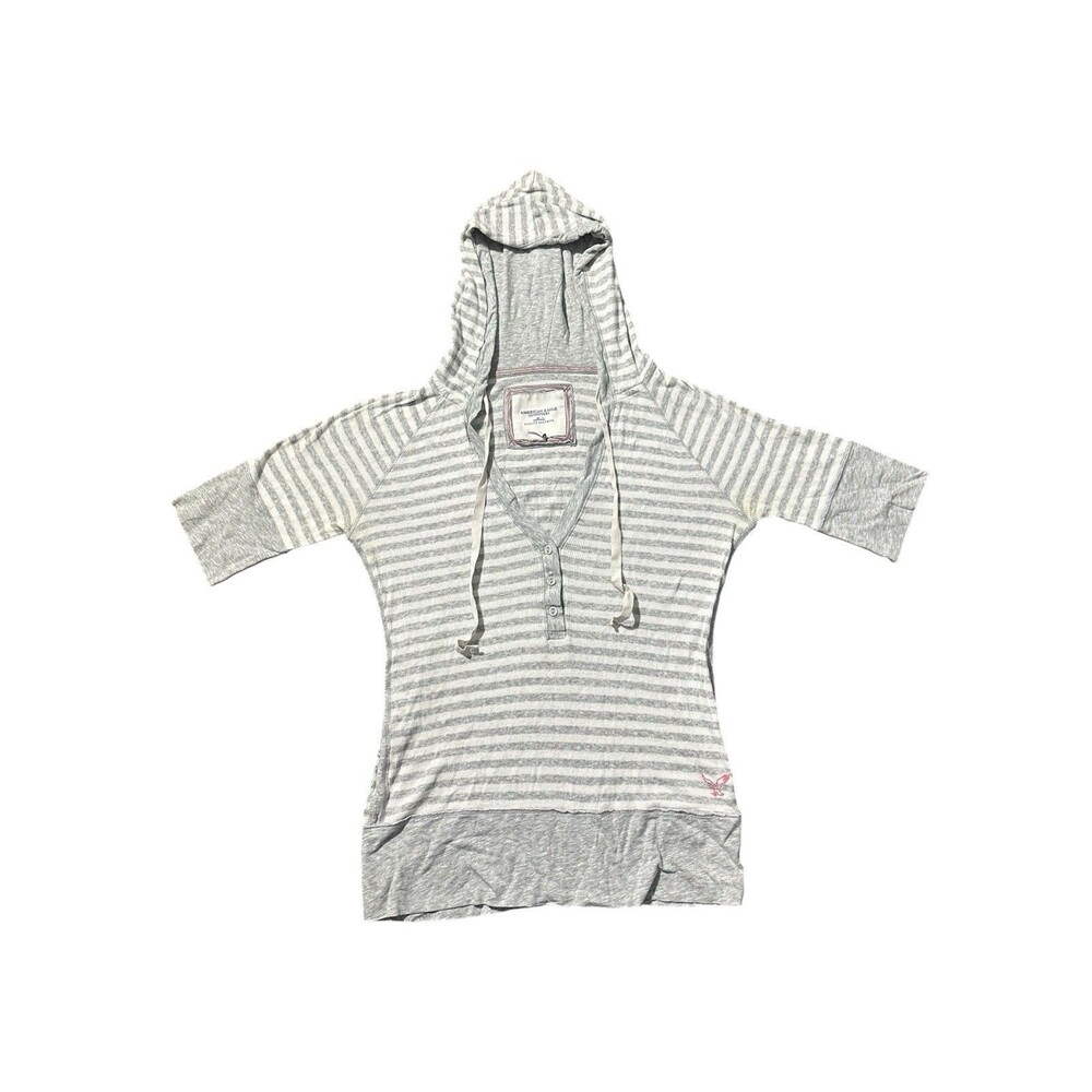 American Eagle Y2K Henley Top Womens Sz M Ribbed Preppy Elena Gilbert Bella